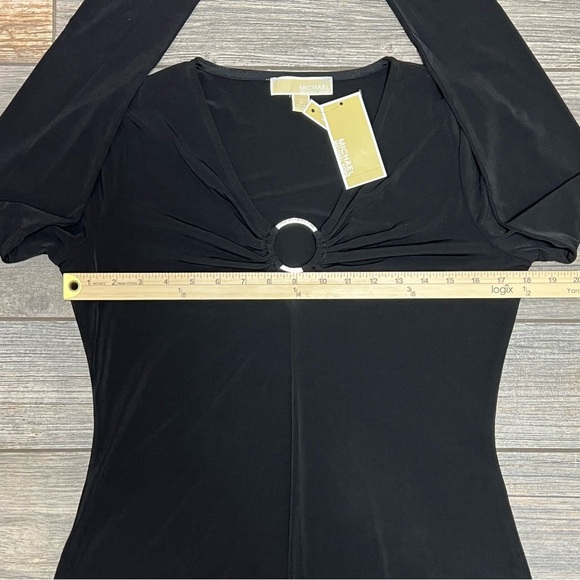 NWT $140 Michael Kors Black O-ring Dress Size Medium L/S Sheath Dress - Picture 9 of 16